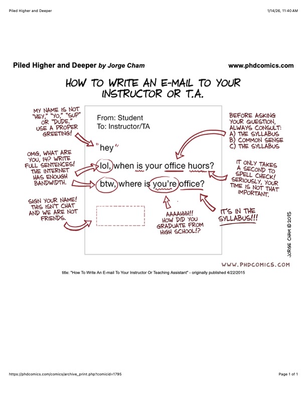 How to write an email to your instructor